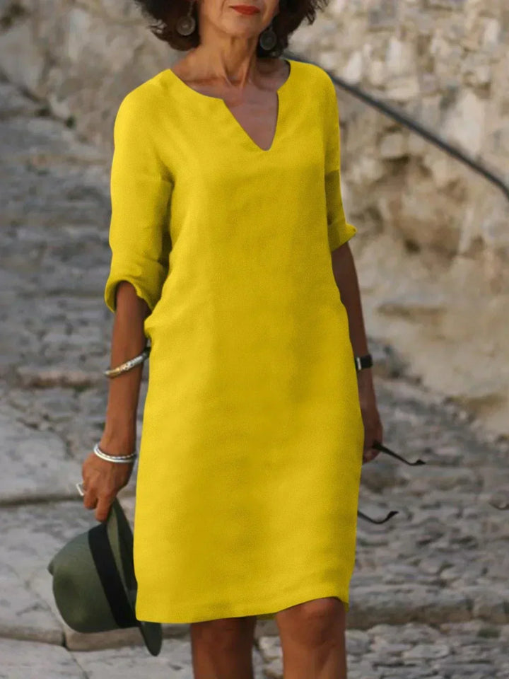 Caroline | Women’s Elegant Notch Neck Midi Dress