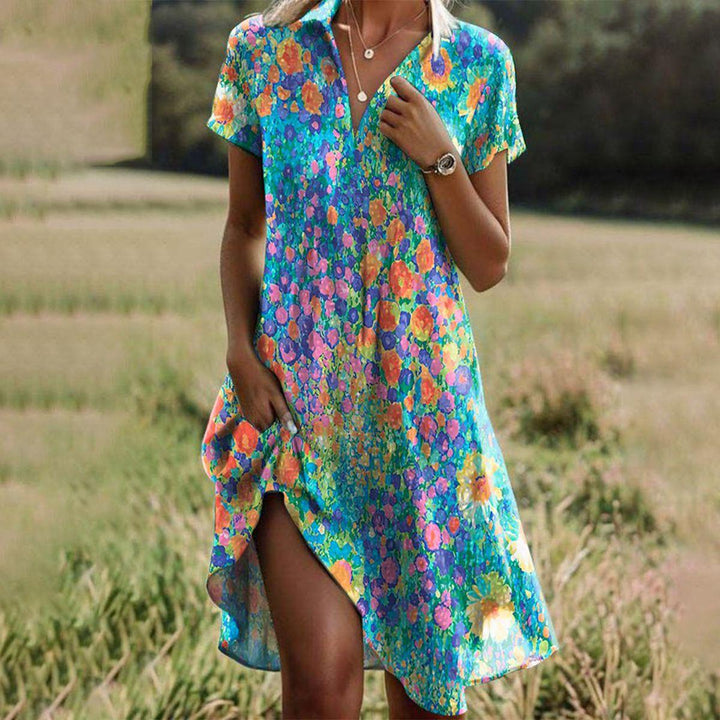 Brooklyn | Women’s Printed Short Sleeve Midi Dress