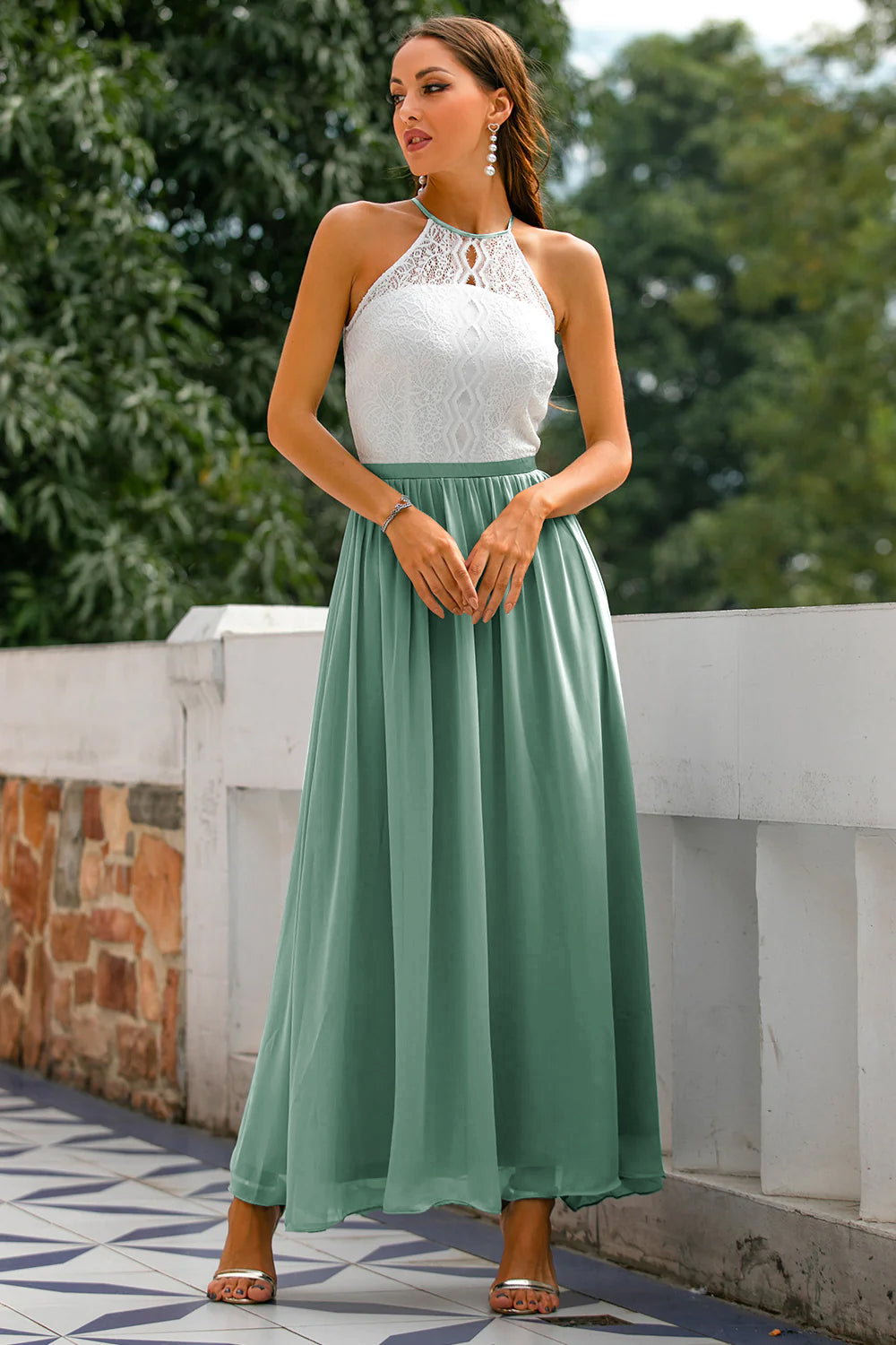 Natalie  Women Wedding Guest Halter Maxi Dress