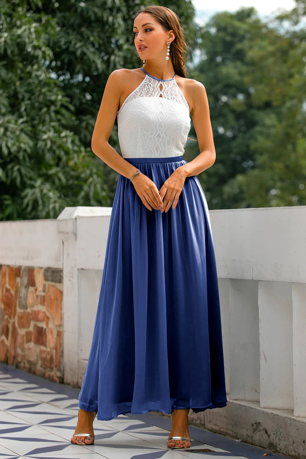 Natalie  Women Wedding Guest Halter Maxi Dress