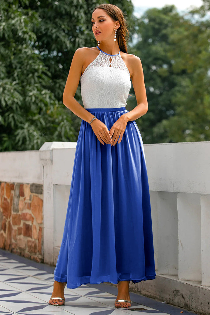 Natalie  Women Wedding Guest Halter Maxi Dress