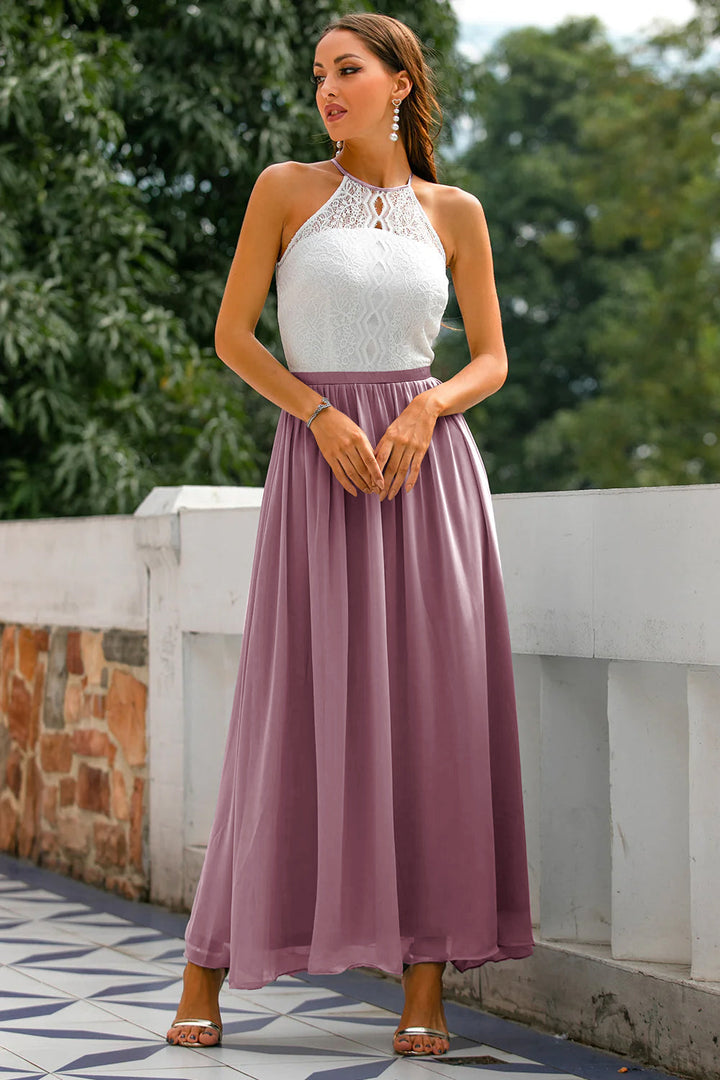 Natalie  Women Wedding Guest Halter Maxi Dress