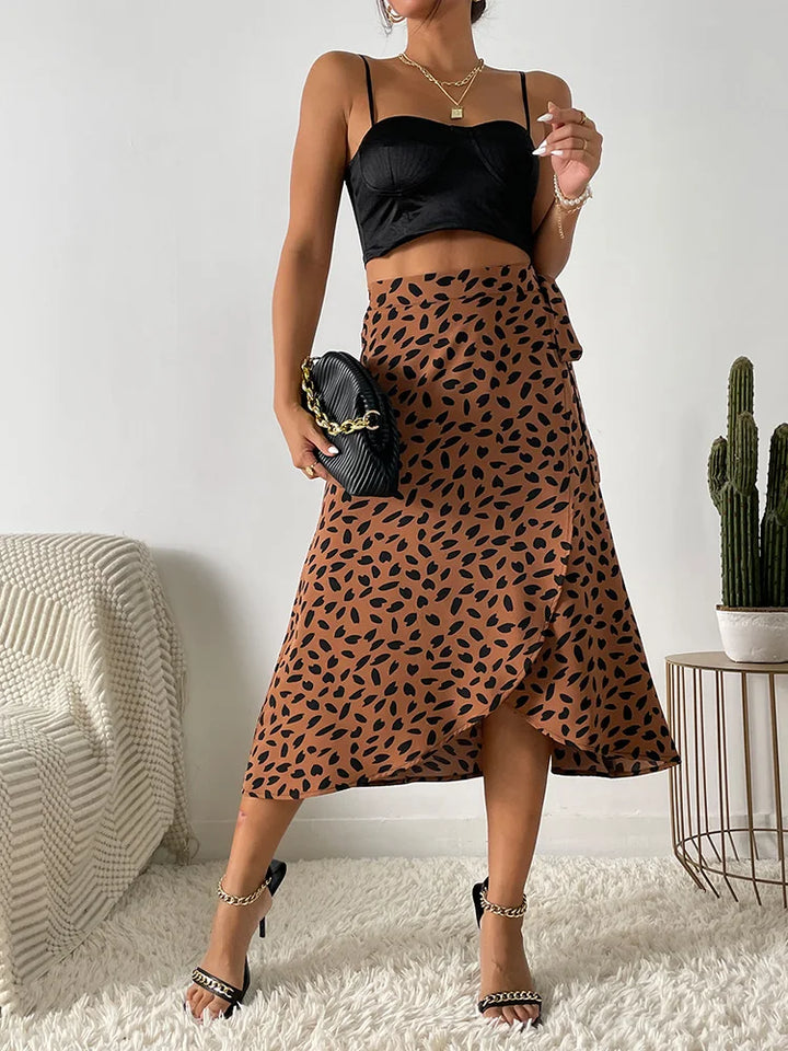 Fiona | Women's Printed Wrap Tie Casual Skirt