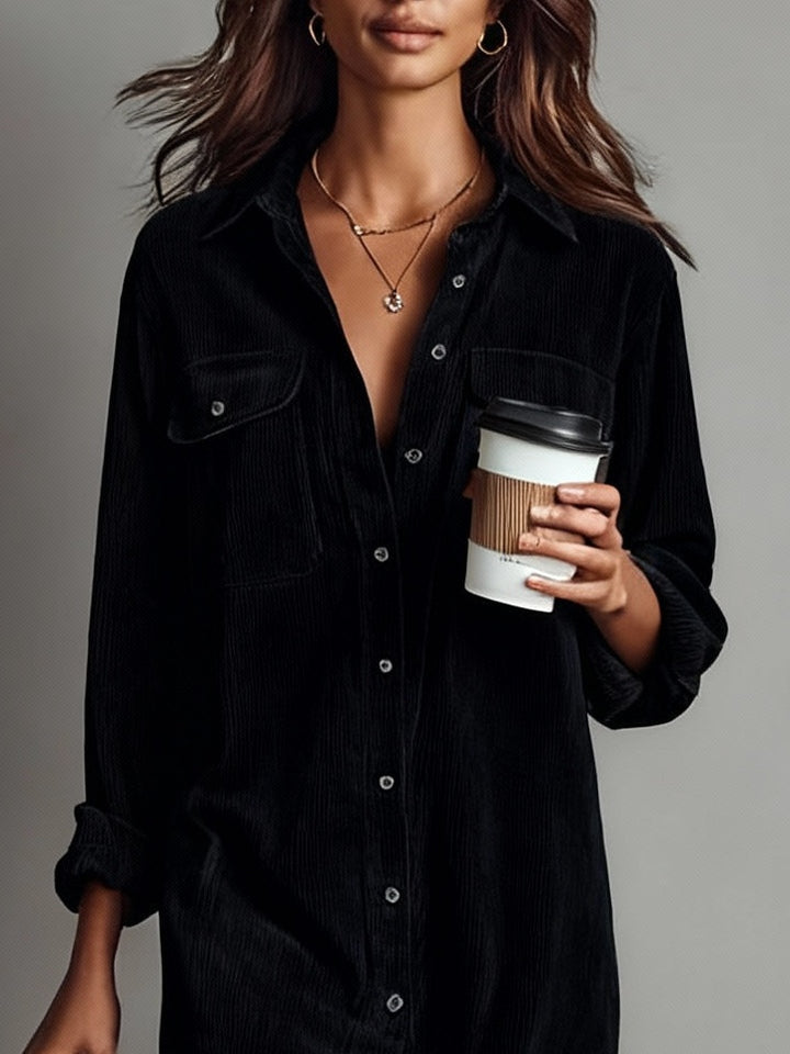 Emma | Women's Button Front Long Sleeve Midi Dress