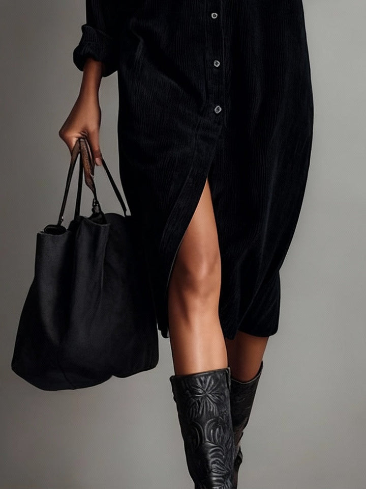Emma | Women's Button Front Long Sleeve Midi Dress