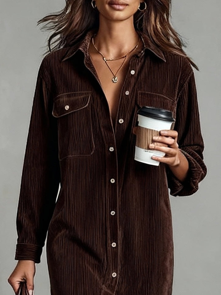 Emma | Women's Button Front Long Sleeve Midi Dress