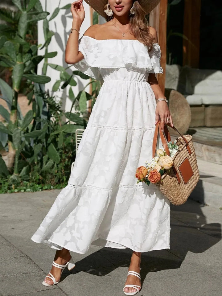 Gabriella | Women's Off Shoulder Tiered Maxi Wedding Guest Dress
