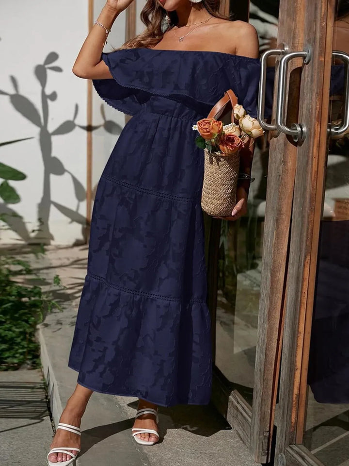Gabriella | Women's Off Shoulder Tiered Maxi Wedding Guest Dress