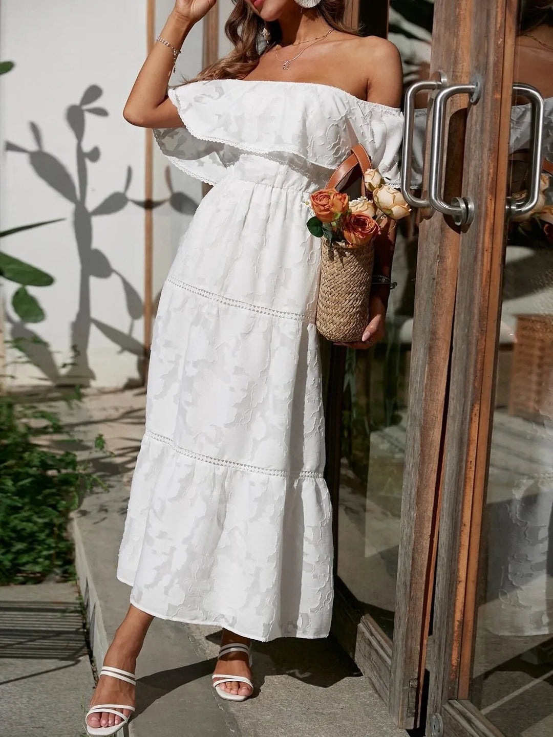 Gabriella | Women's Off Shoulder Tiered Maxi Wedding Guest Dress
