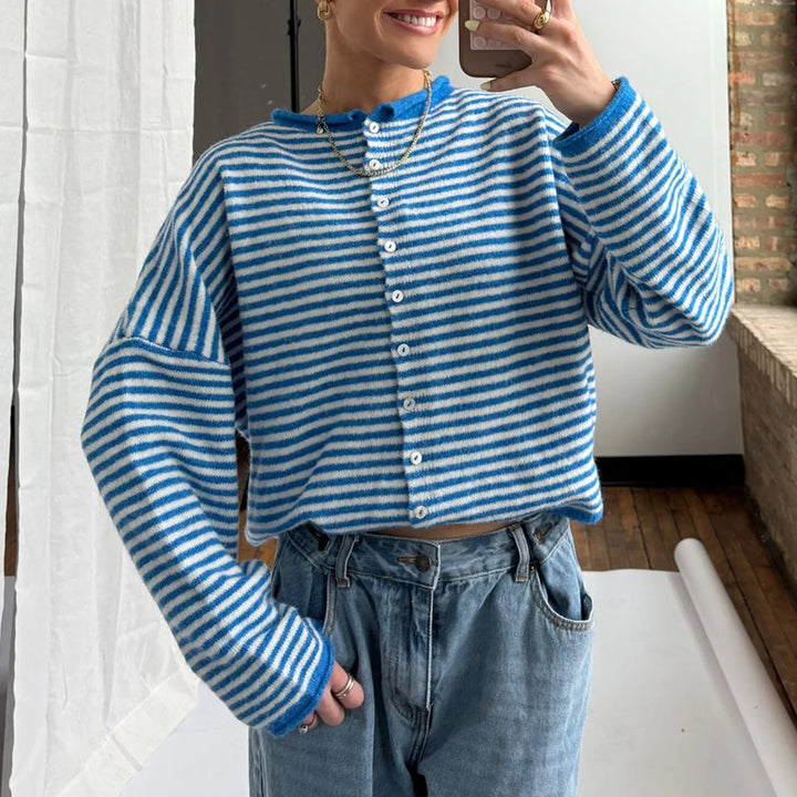 Brooklyn | Women's Striped Button Front Cardigan Sweater