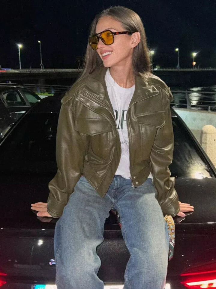 Chloe | Women's Zip Up Biker Style Jacket
